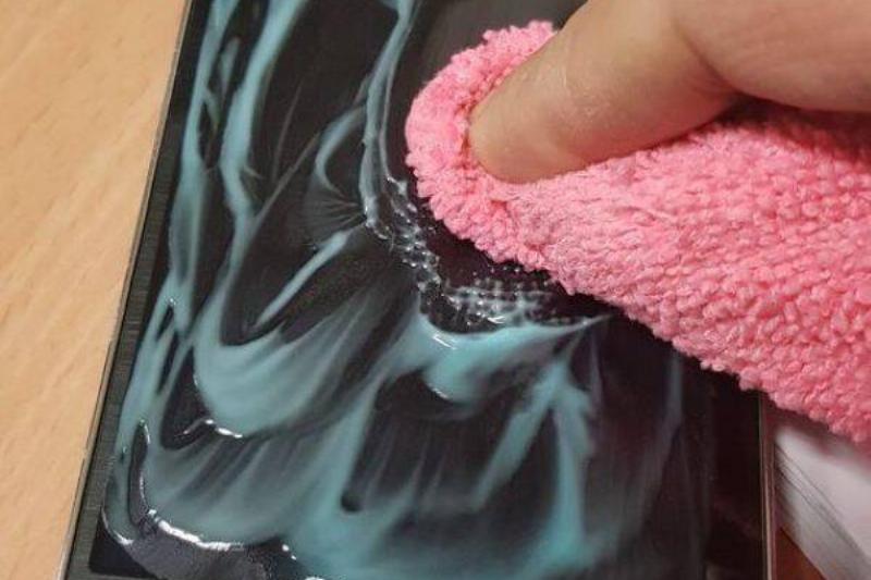 Toothpaste on phone.