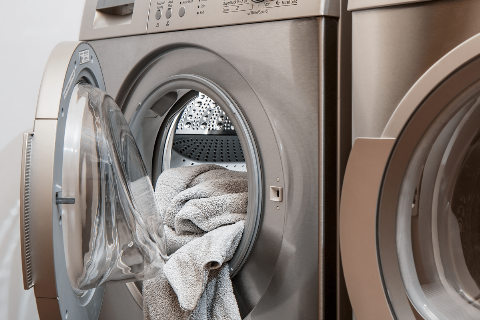 Towels in a washing machine.