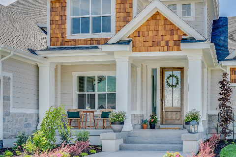 The outside of a house.