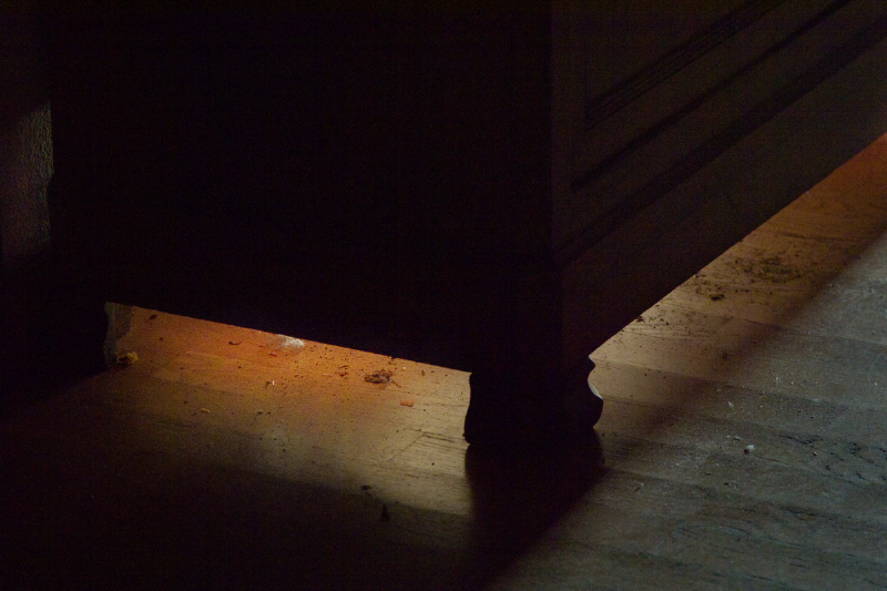 Light under a dresser.