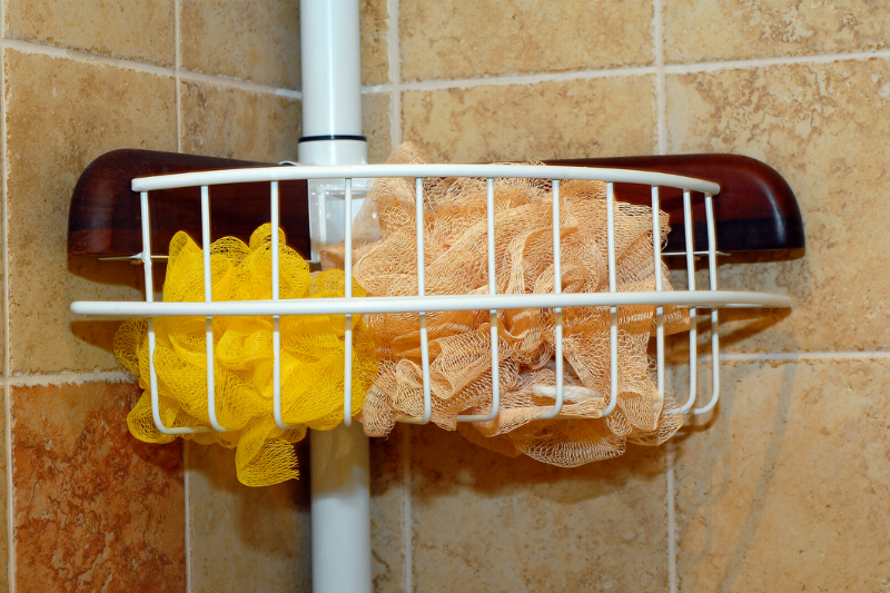 Wire holder for products in shower.