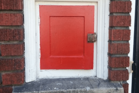 A red milk door.