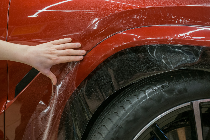 A protective barrier over car paint.