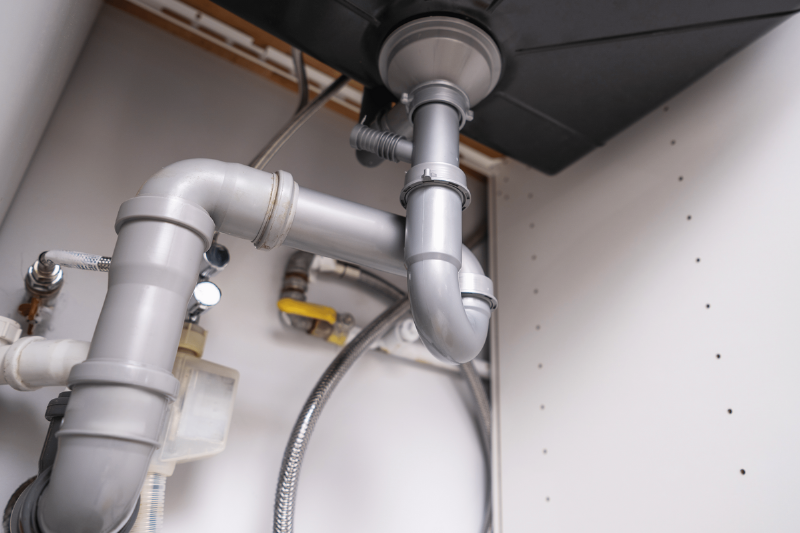 Pipes under a sink.