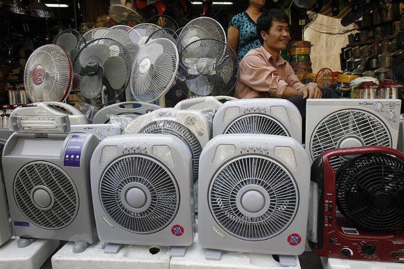 Person selling fans.