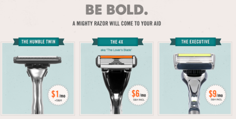 Dollar Shave Club razor pricing options