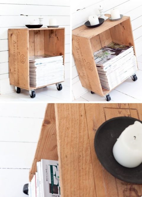 Wooden Crate Magazine Rack DIY