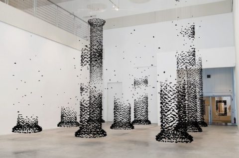 Columns Constructed from Suspended Charcoal by Seon Ghi Bahk