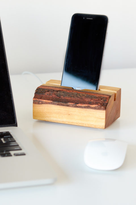 DIY Wood slab phone charger dock