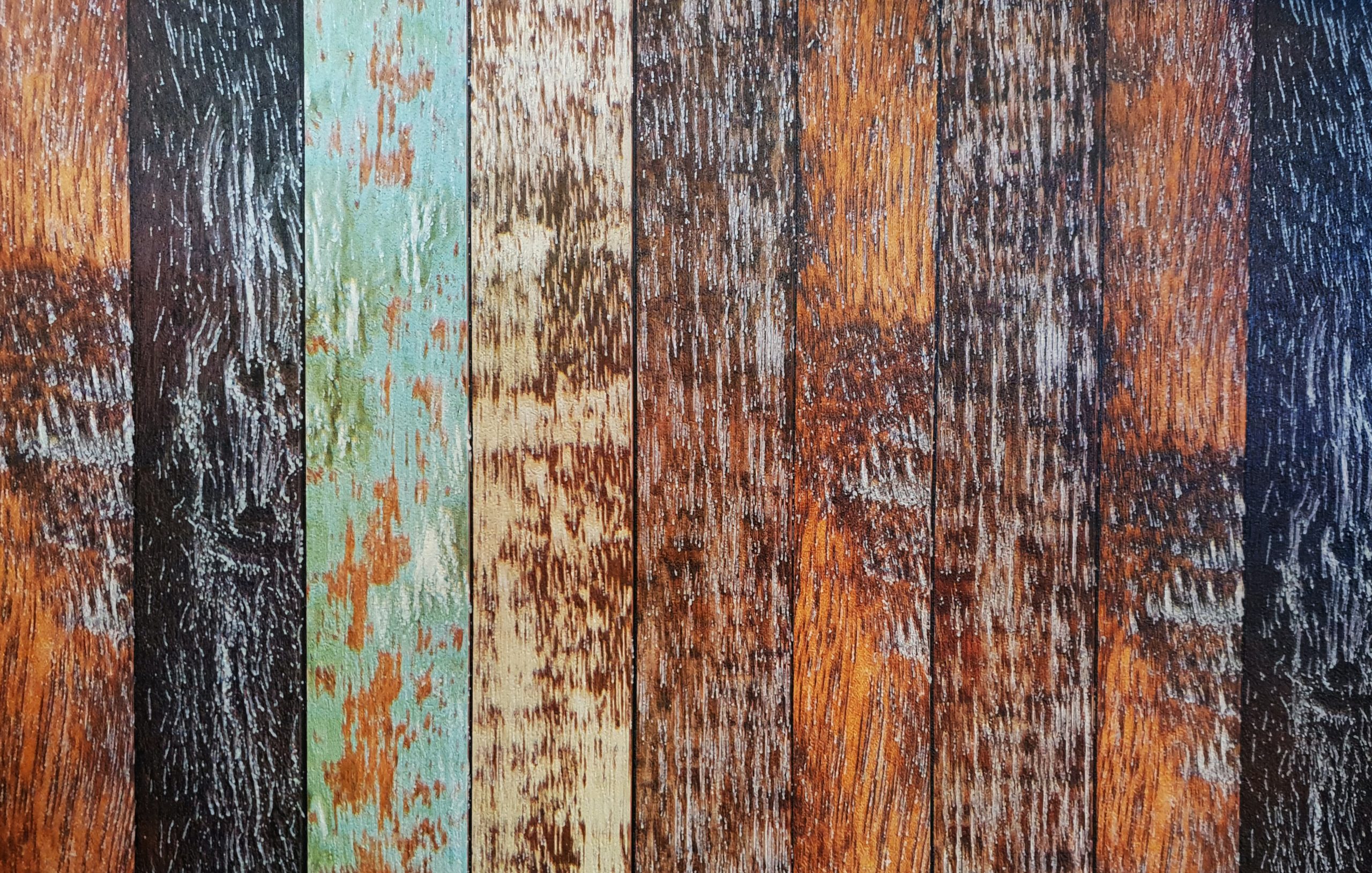 Worn down colored wood boards