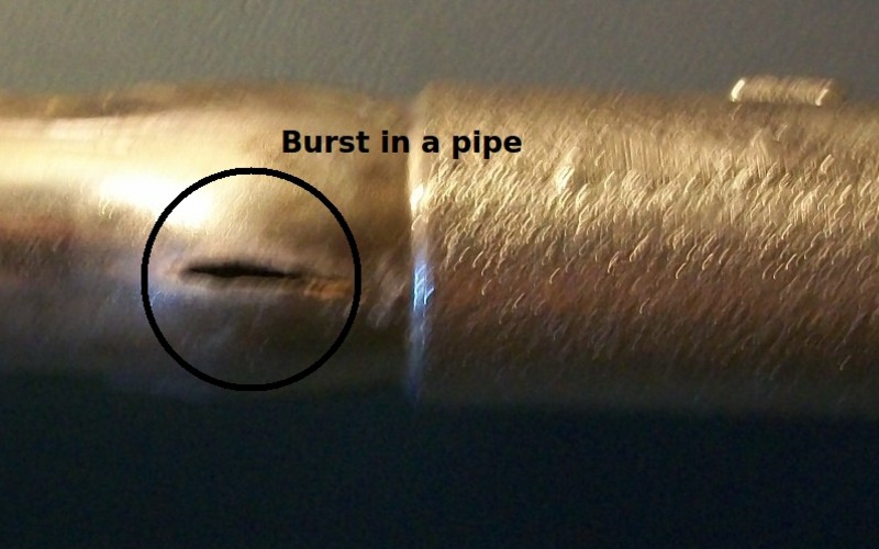 pipe that burst open