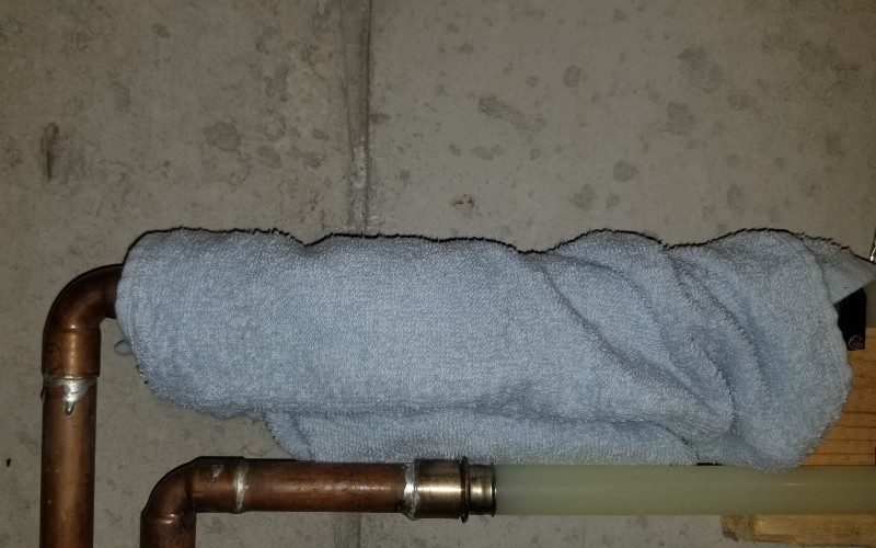 pipes wrapped in a towel