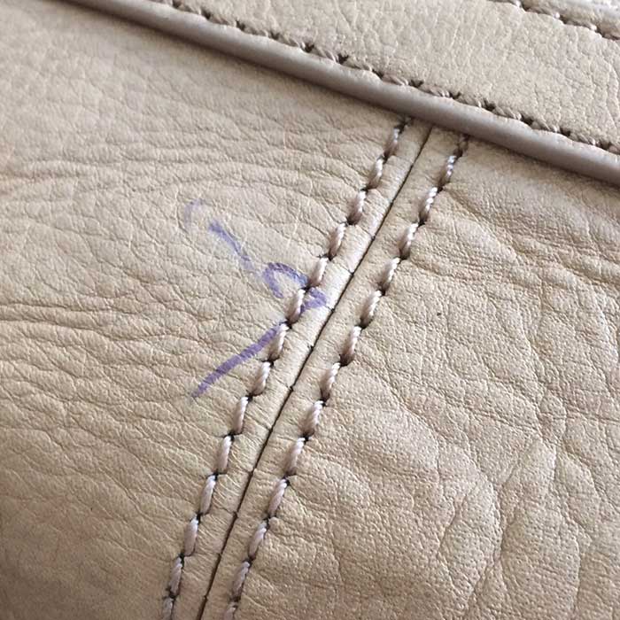 ballpoint pen on leather