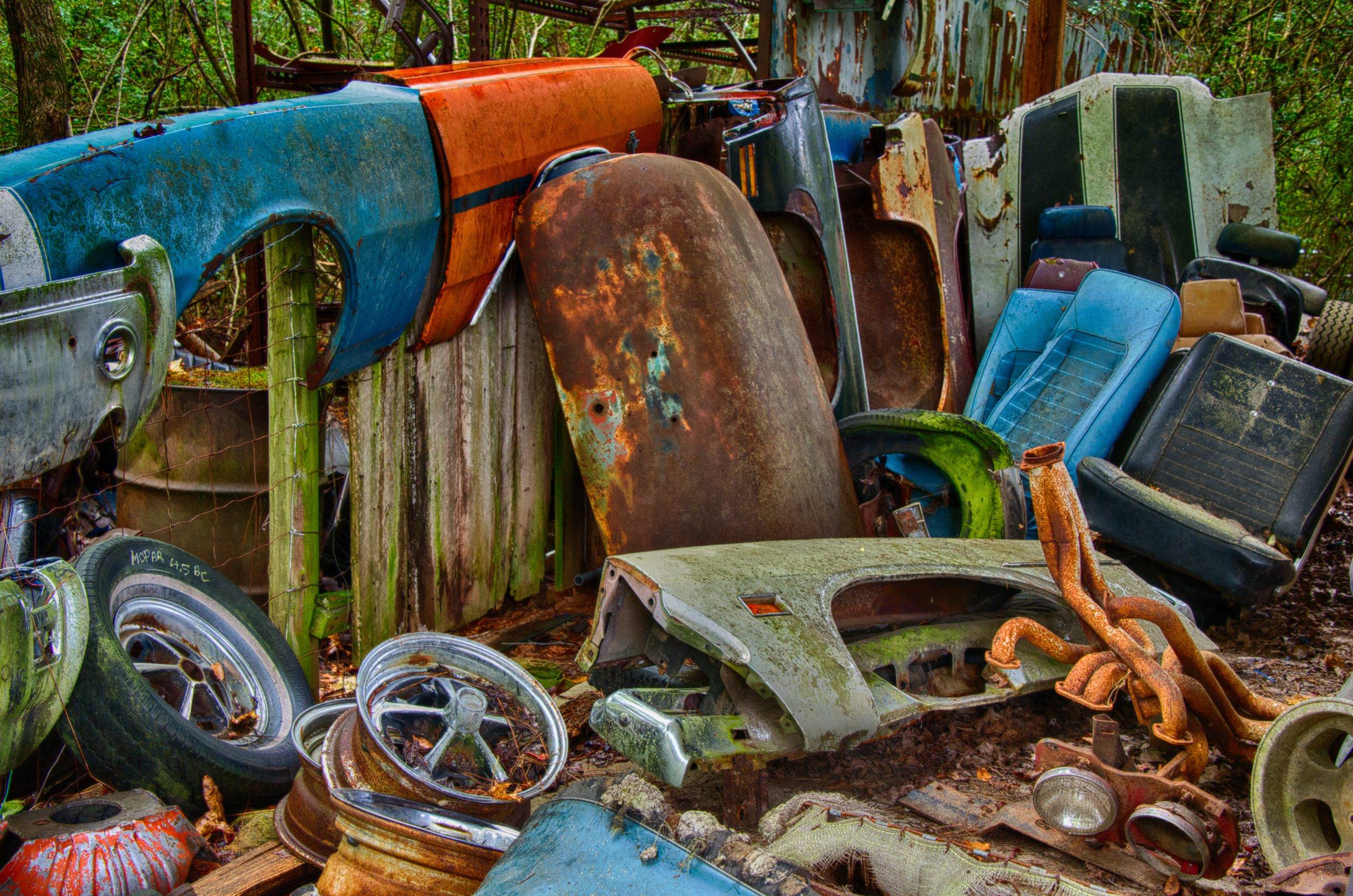 colorful pile of scrap metal