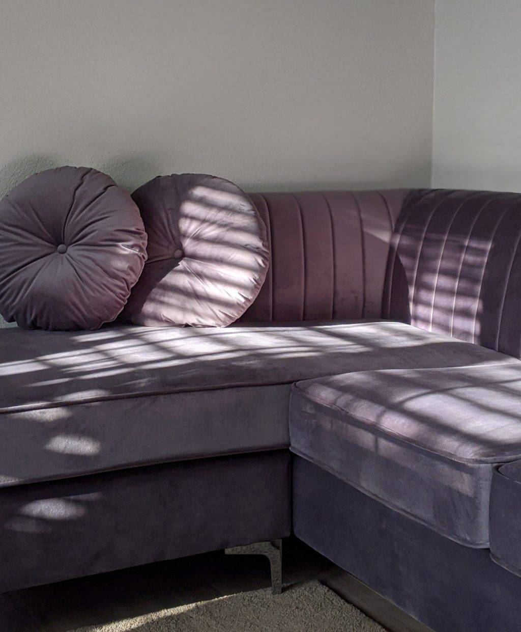 purple microfiber suede couch