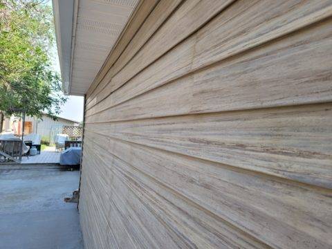 Vinyl siding of a house.