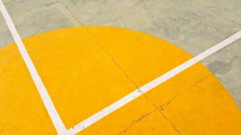 concrete painted yellow and white