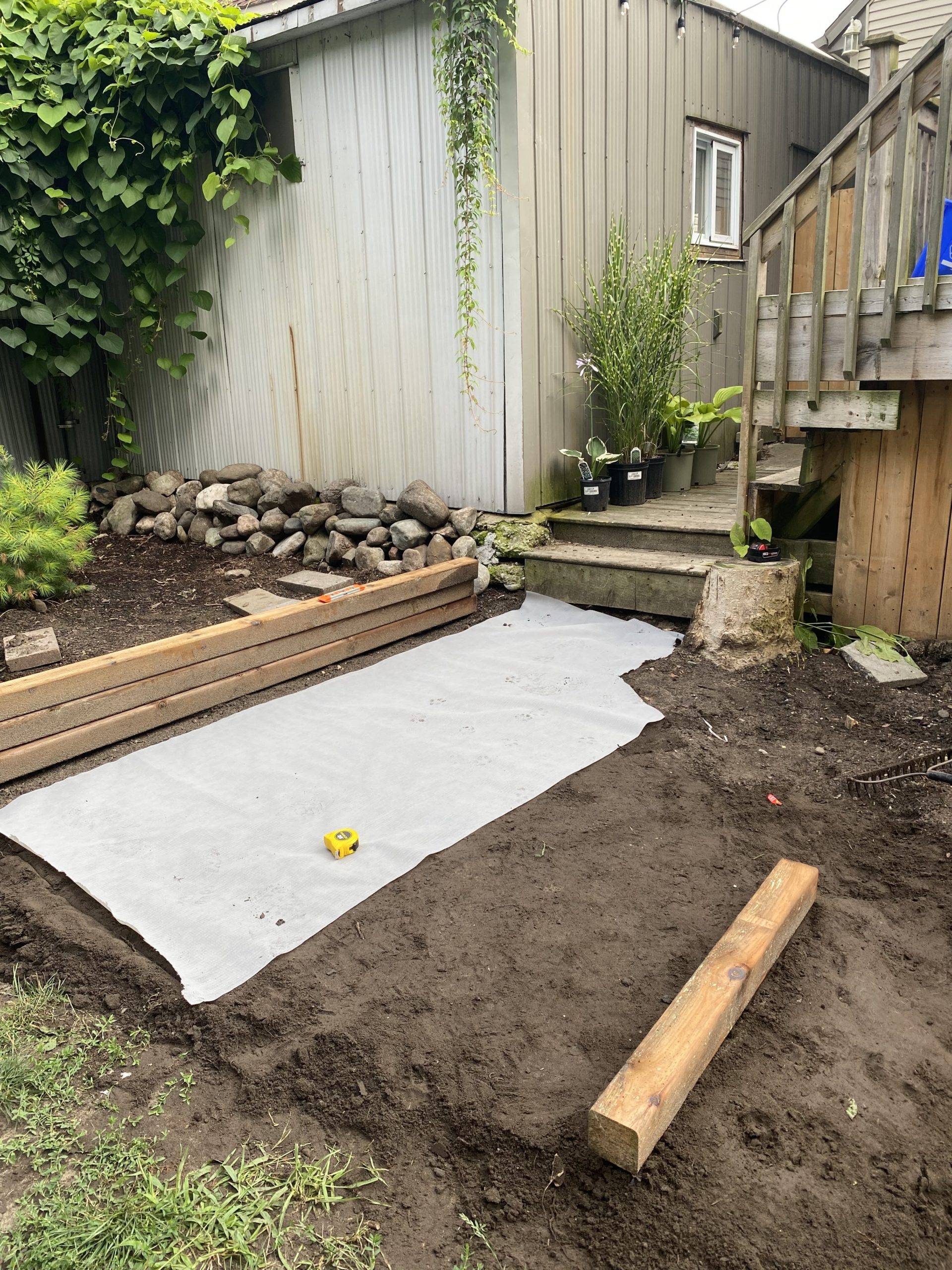 landscape fabric on dirt