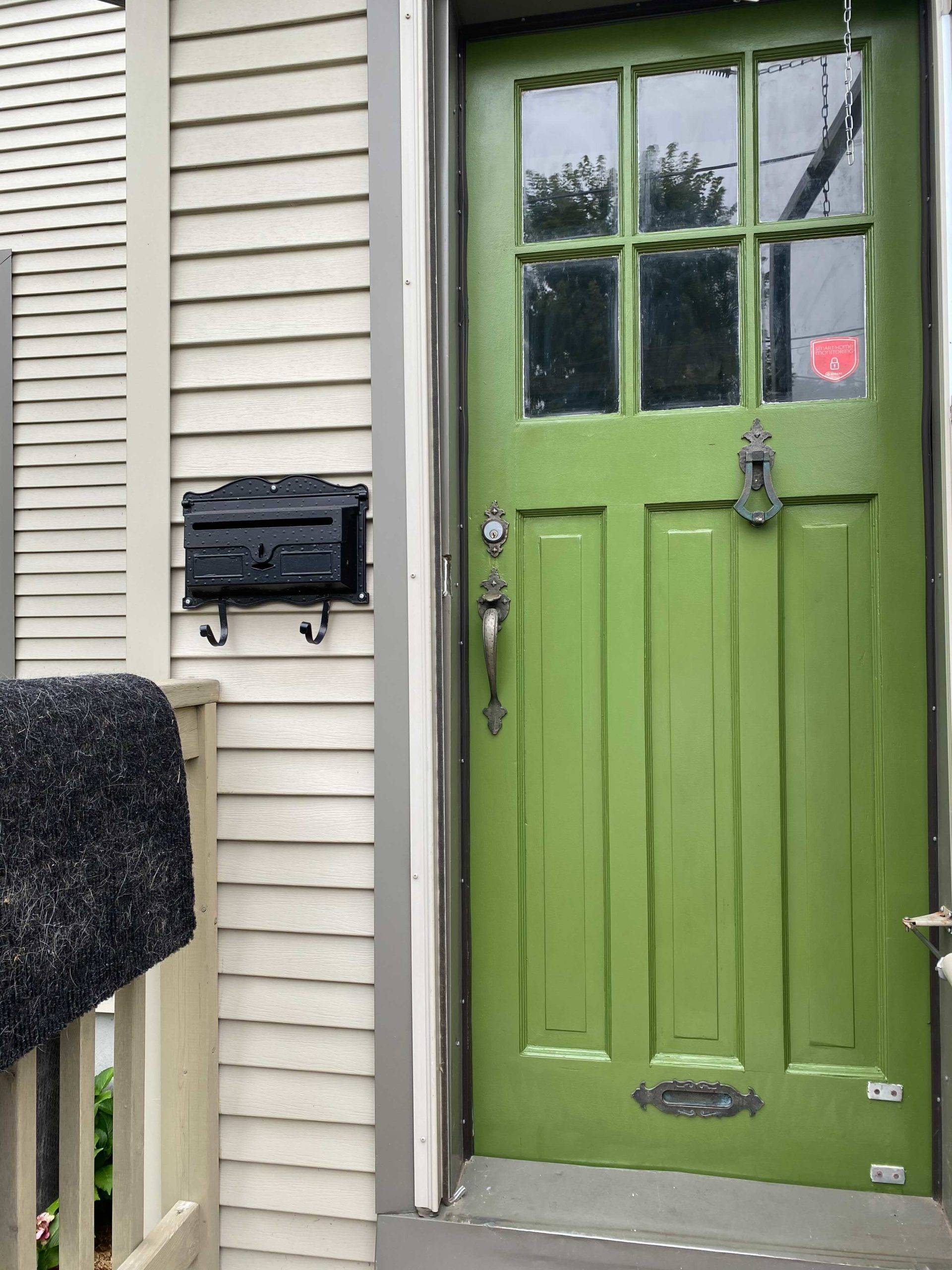 bright green wooden front door