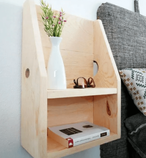 wall-mounted wooden nightstand