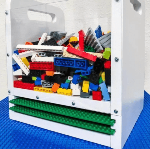 wooden lego storage bin