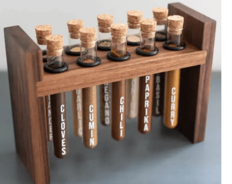 wooden test tube spice rack