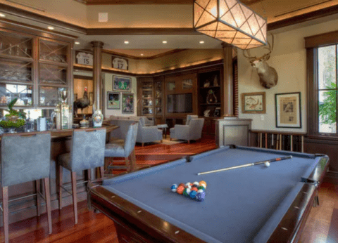 elegant man cave with pool table
