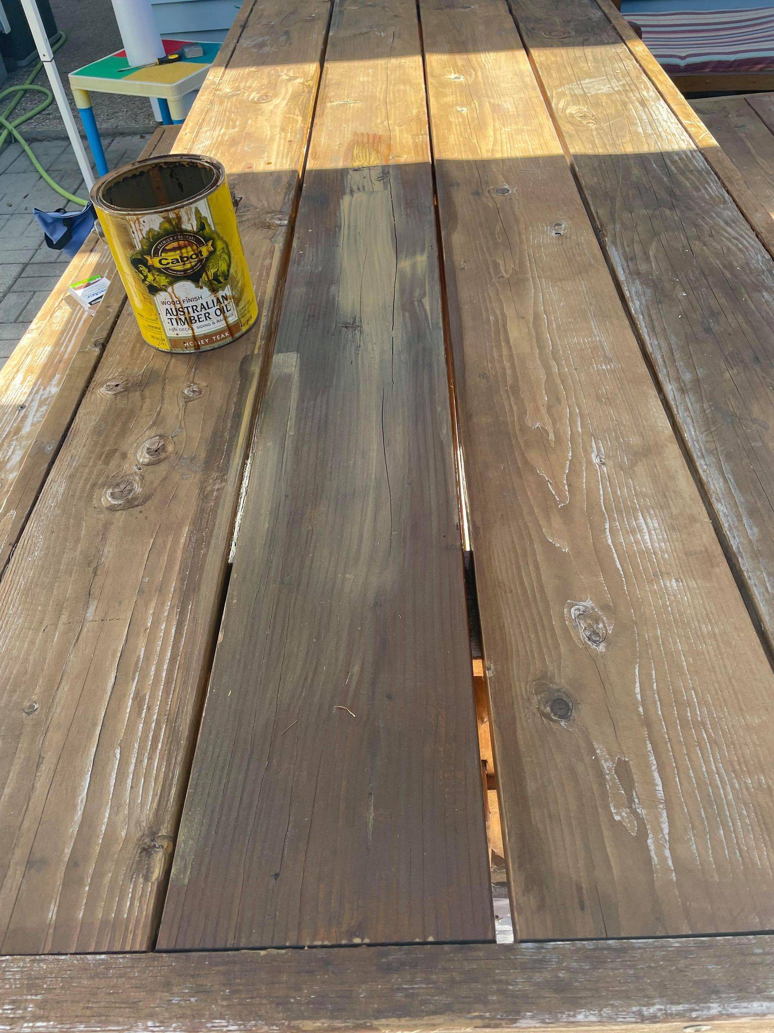 unprotected outdoor table