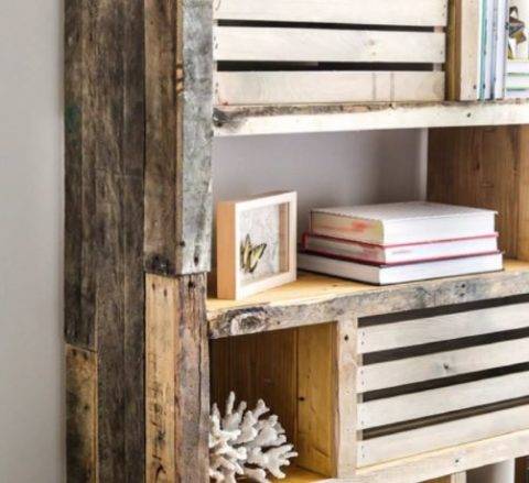 bookshelf made from recycled pallets