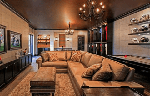 sports luxury themed man cave