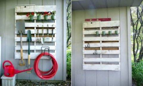 garden tool organizer made from pallets