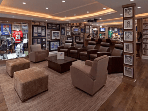 sports memorabilia themed man cave