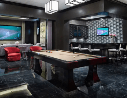 modern sleek themed man cave