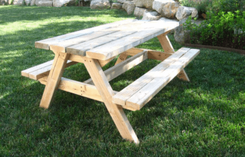outdoor wooden picnic table