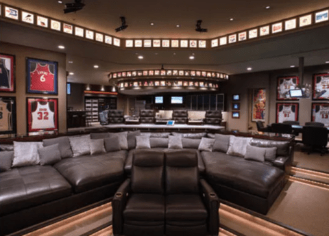 sports fan themed man cave