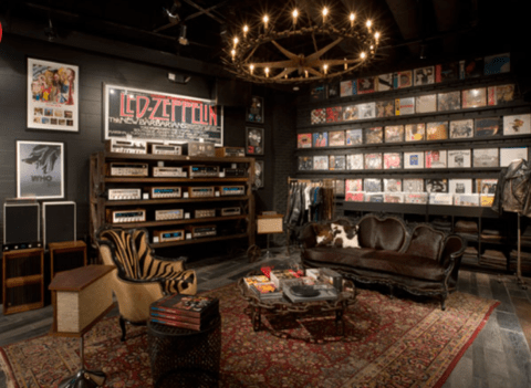 rock music themed man cave