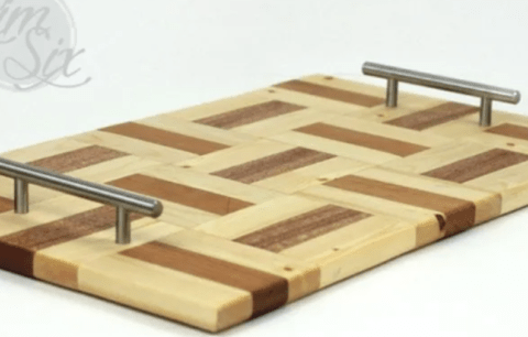 wooden serving tray with handles