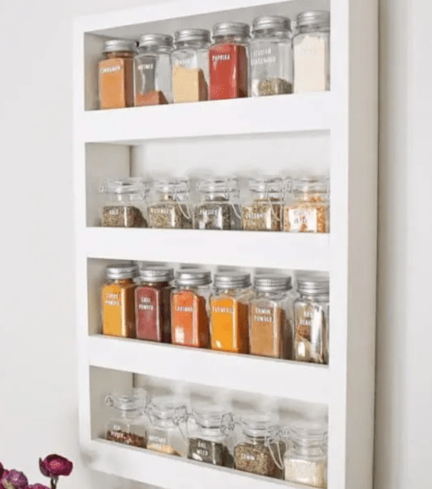 wooden white spice rack