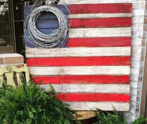 american flag made from recycled pallets