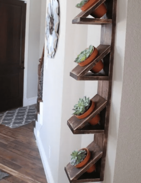 wall-mounted wooden planters