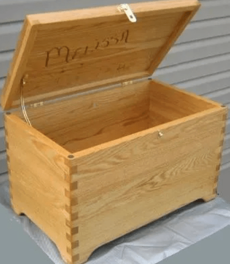 wooden box with hinge