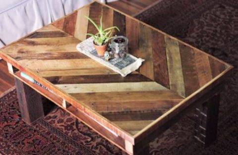 pallet wood chevron coffee table
