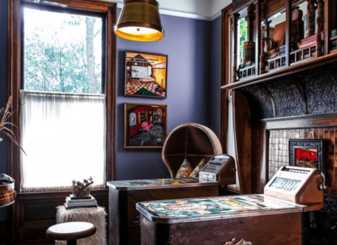 man cave with old fashioned games