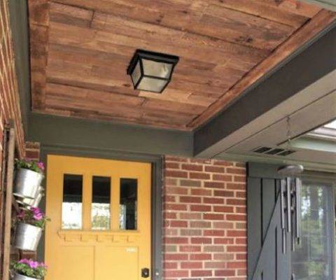 entryway ceiling made with wood pallets