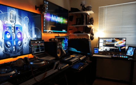 music studio themed man cave