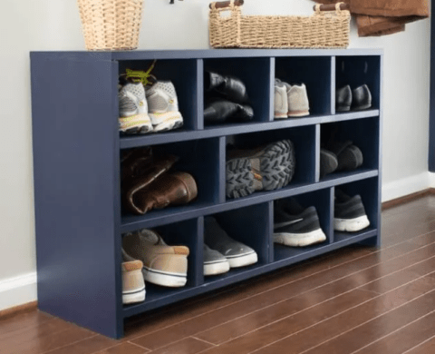 wooden shoe cubby