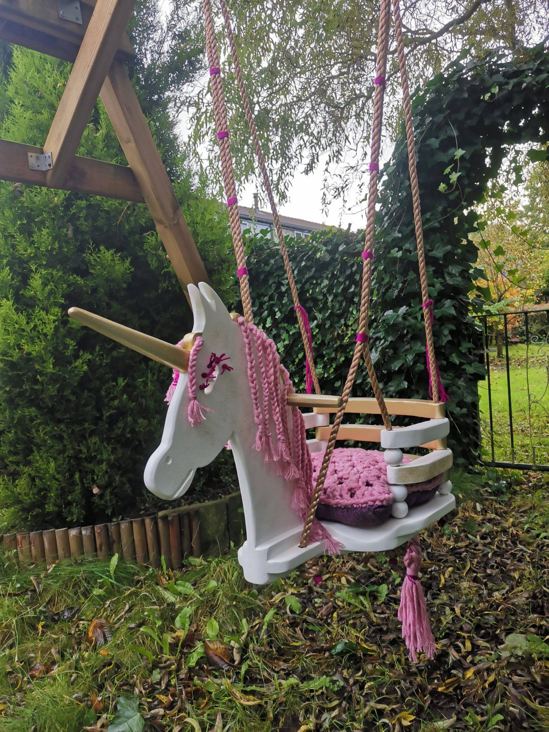 front view of unicorn swing