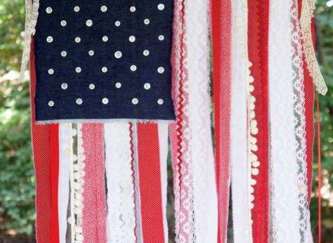 lace and fabric american flag sewing project