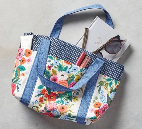 floral tote bag sewing project