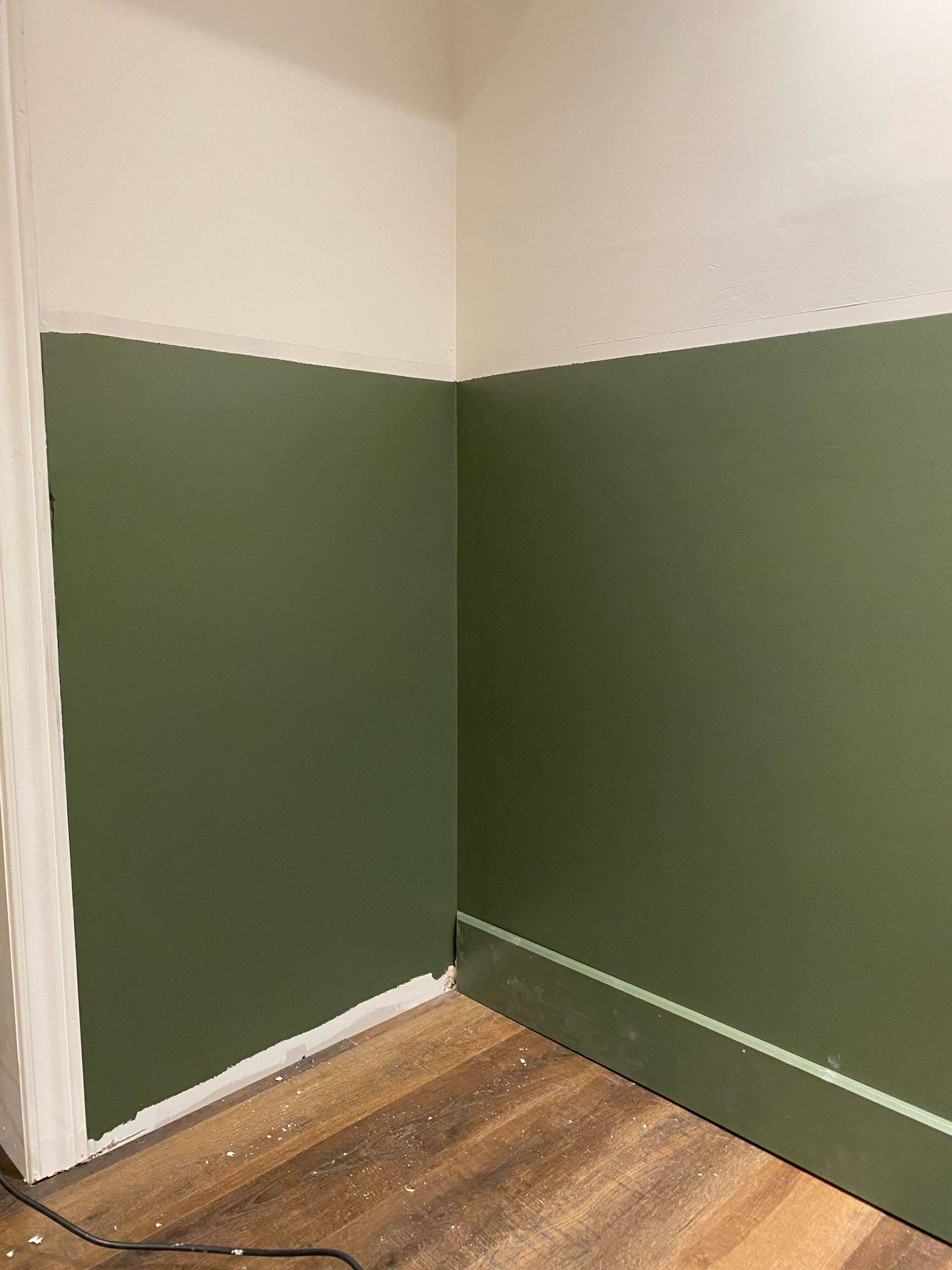 painting base of wall color for wainscotting